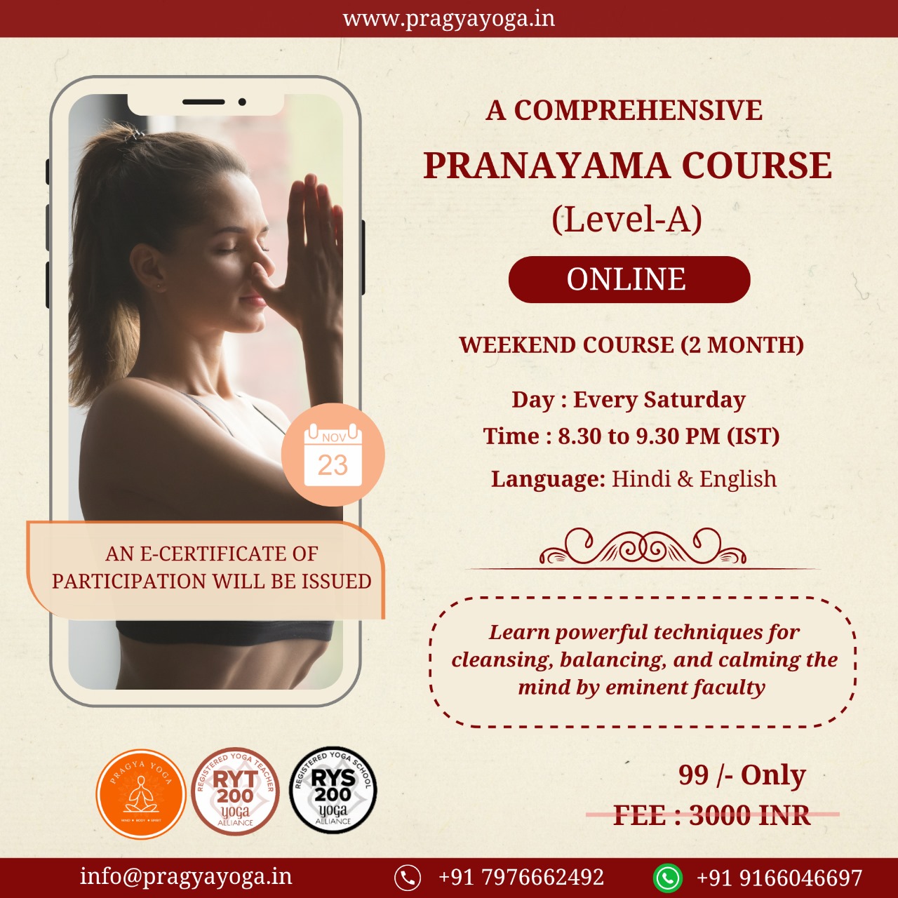 A COMPREHENSIVE PRANAYAMA COURSE